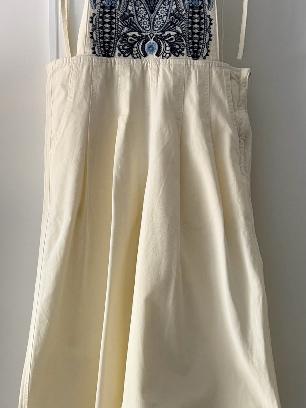 Agua Bendita Cream Wide-Leg Jumpsuit with Embroidered Bodice